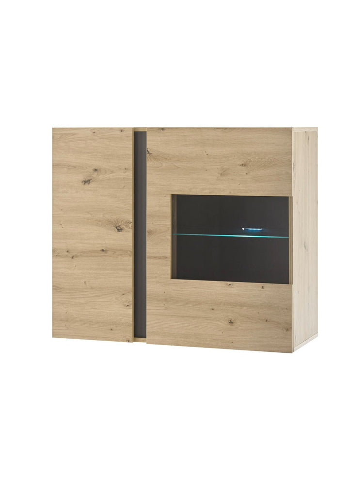 Hängeschrank 2 - türig 97 cm mit Beleuchtung Eiche Graphit CORATO - Empinio24 - 