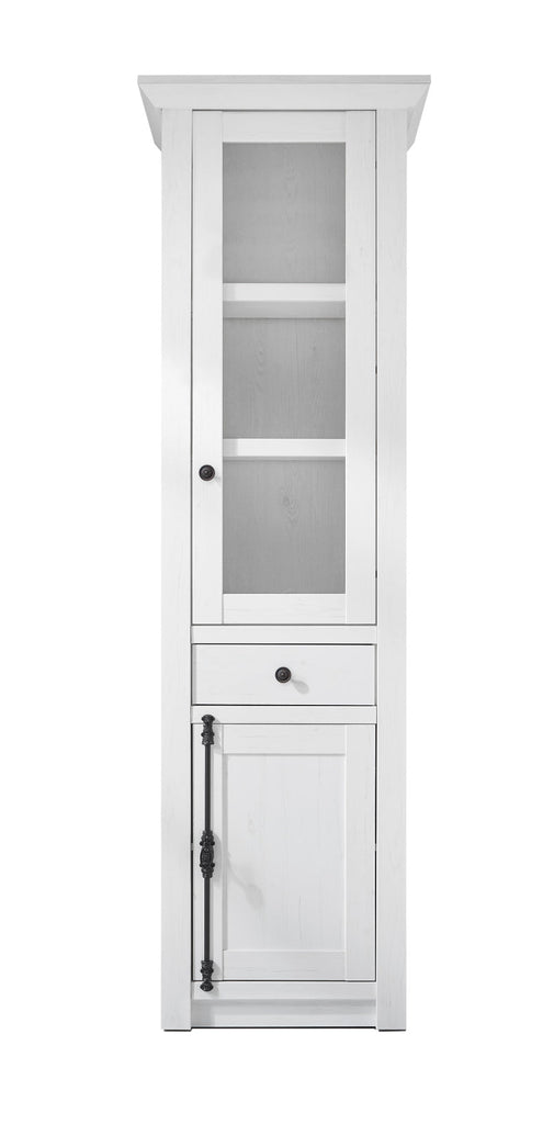 Vitrine 63x207 cm 2 - türig + 1x Schubkasten weiß Pinie WALES + BELEUCHTUNG - Empinio24 - 